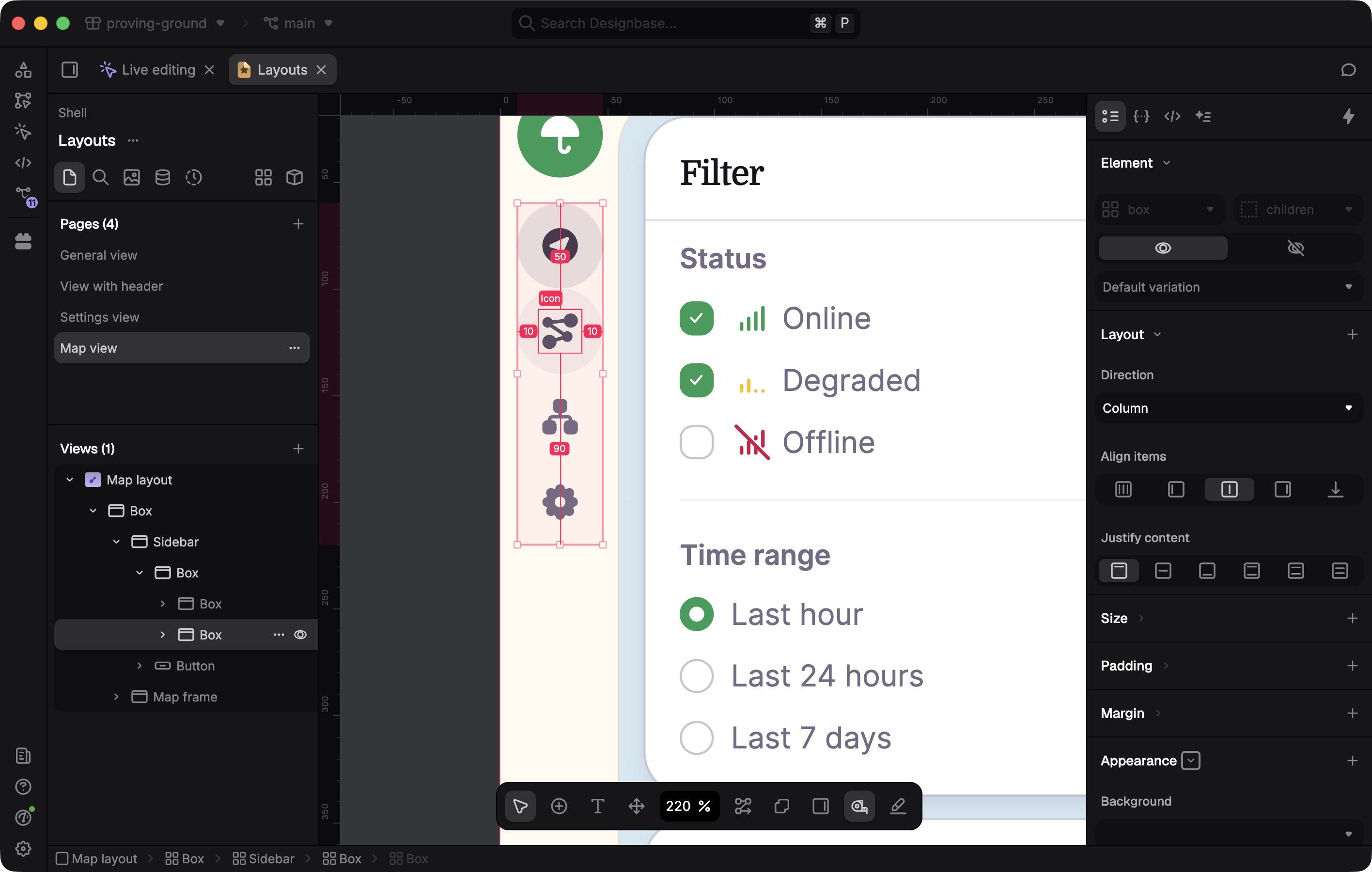 Designbase visual canvas editing real production components